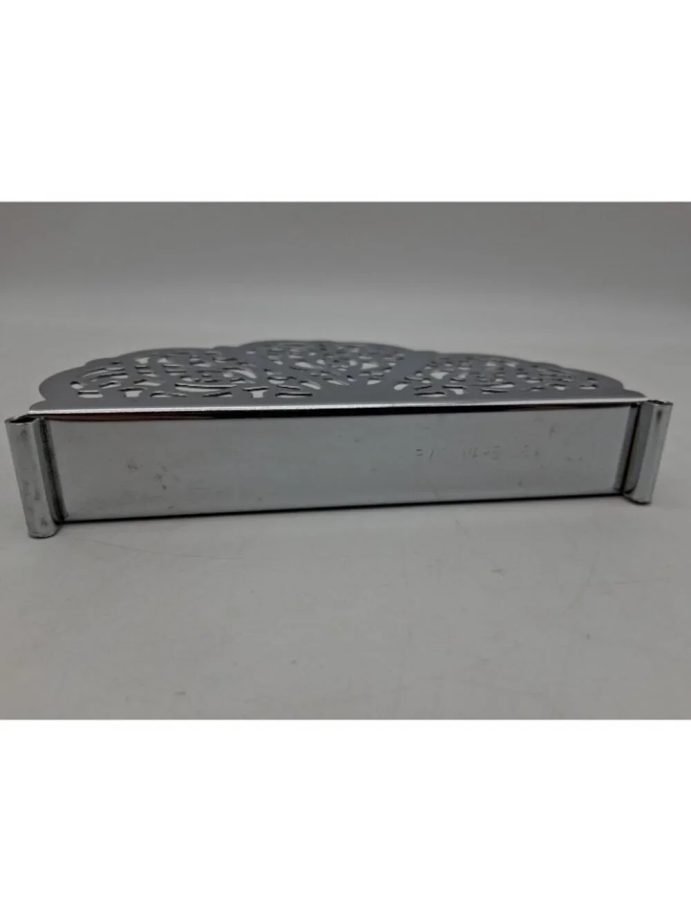 Vintage Irvin Ware USA Chrome/Silver Lace Filigree Napkin Holder/Letter Holder